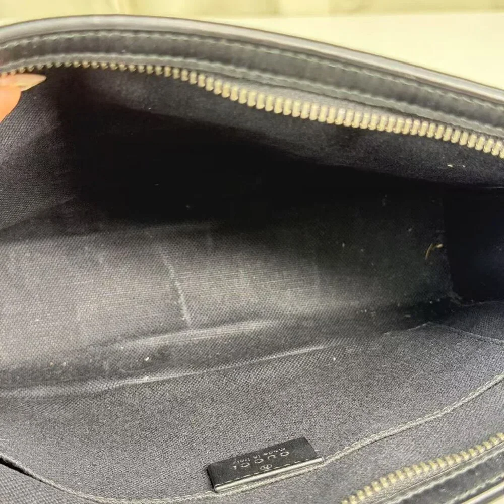 Gucci Navy Blue Zip Pouch GG Coated Canvas - Picture 8 of 8